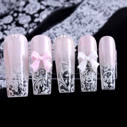 10 Sheets Lace Nail Foil White & Black Nail Stickers Design Transfer Foils Starry Sky Paper Nail Art Foil Decals for Nails Salon