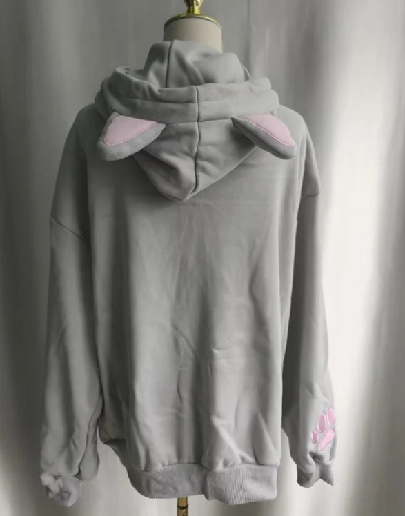 Thicked Women Jackets Cute Cat Ear Hooded Long Sleeve Punk Outerwear Fashion Casual Warm Coats 2025 Ropa Mujer Japanese Y2k Tops