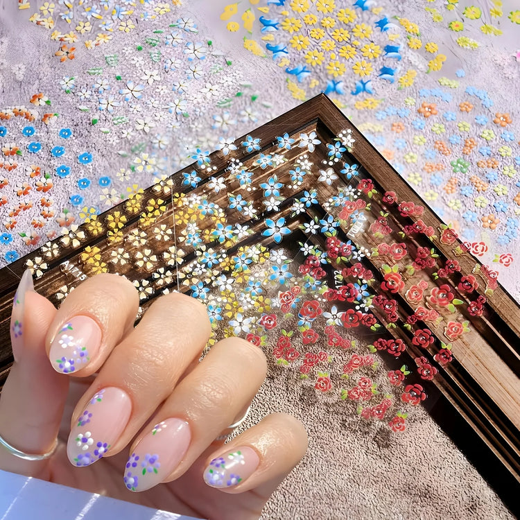 30 Sheets Flower Nail Stickers for Nail Art Colorful Self Adhesive Daisy Nail Decals Spring Summer Nail Art Stickers Cute Floral