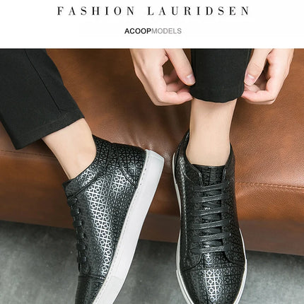 High-Quality Men Skateboard Shoes 2025 Fashion Large Size 46 Men's Leather Casual Shoes High Top Print Designer Luxury Shoes Man