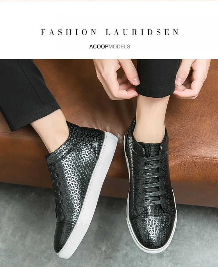 High-Quality Men Skateboard Shoes 2025 Fashion Large Size 46 Men's Leather Casual Shoes High Top Print Designer Luxury Shoes Man