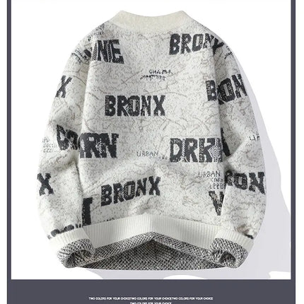 Autumn Winter Men's New Letter Sweater, High-quality Men's Brand Pullover, Warm Knit Tops High Street Trend Base Shirt