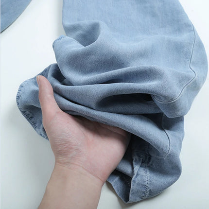 Jeans estivi donna seta ghiaccio vita alta blu sciolto moda coreana semplice tempo libero tutto-fiammifero quotidiano gamba larga elegante Trendy Chic