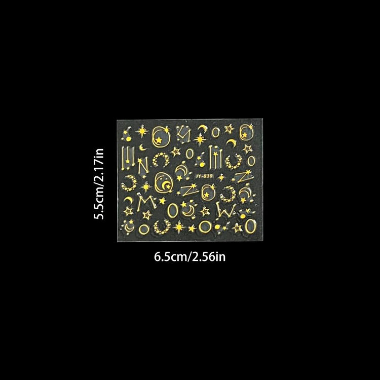 30 Sheets Gold Nail Art Stickers 3D Self‑Adhesive Nail Decals Gold Line Star Nail Stickers for Acrylic Nails Gold Leaf