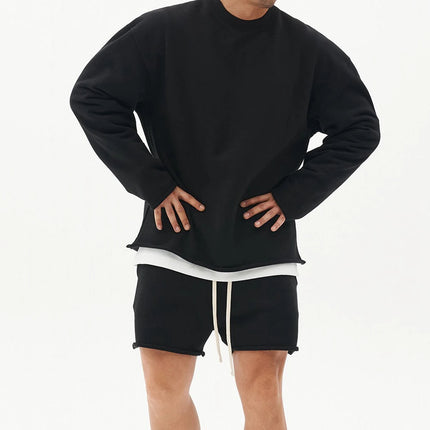 Mens Summer Cotton Sets Loose Sweatshirts Two-piece Kits Training Hoodie Pullover Hooded With Shorts Jogging Suits Streetwears PlatiNum