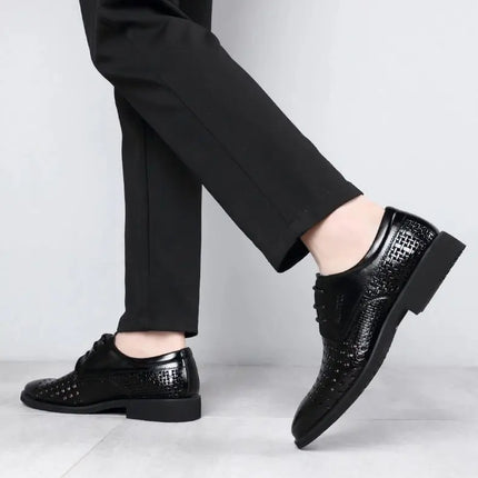 Sandali da uomo in pelle Pelle bovina traspirante Scava fuori Design Scarpe slip-on casual estive Comoda suola in gomma antiscivolo