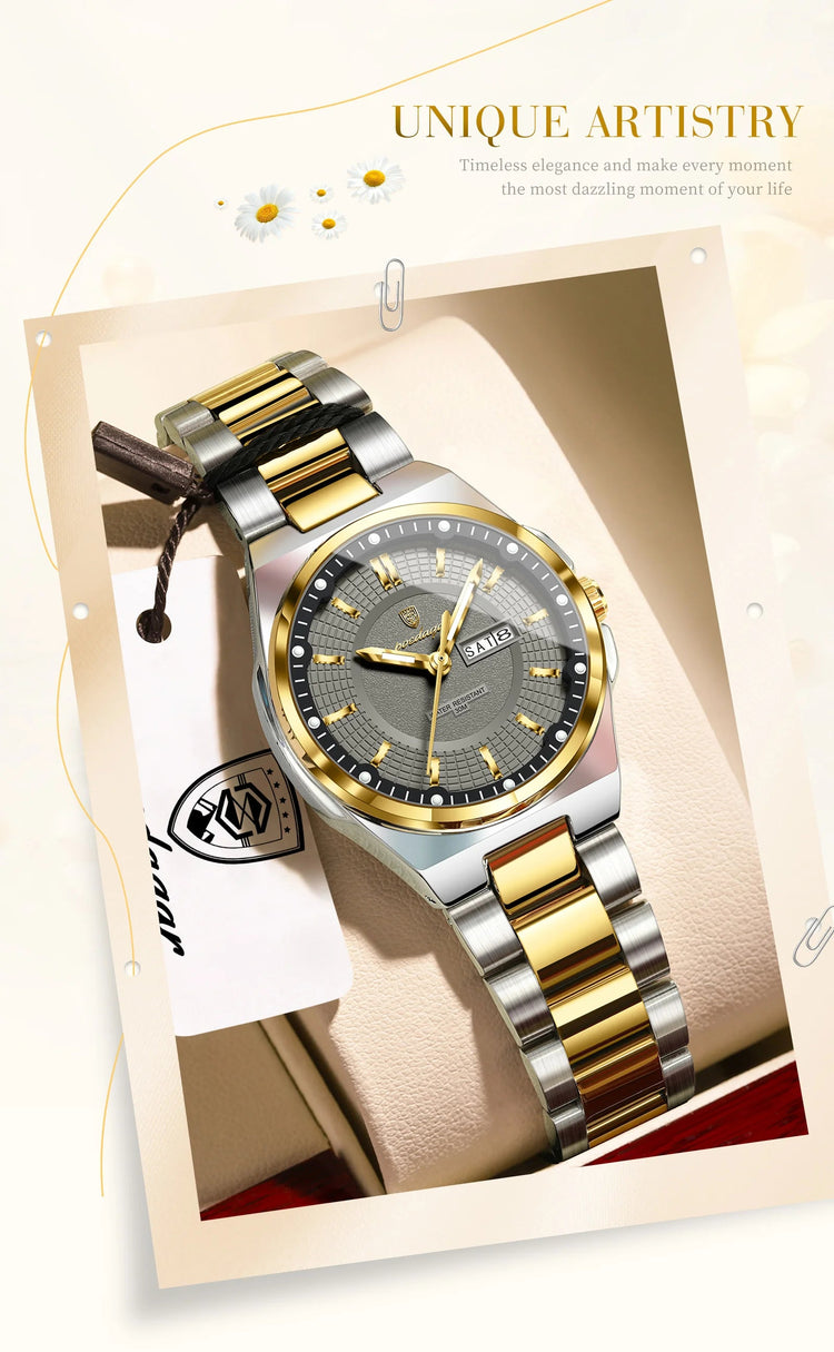 Orologio da Donna POEDAGAR Elegante con Data e Giorno della Settimana, Movimento al Quarzo, Acciaio Inossidabile, Luminoso e Impermeabile platinumshop