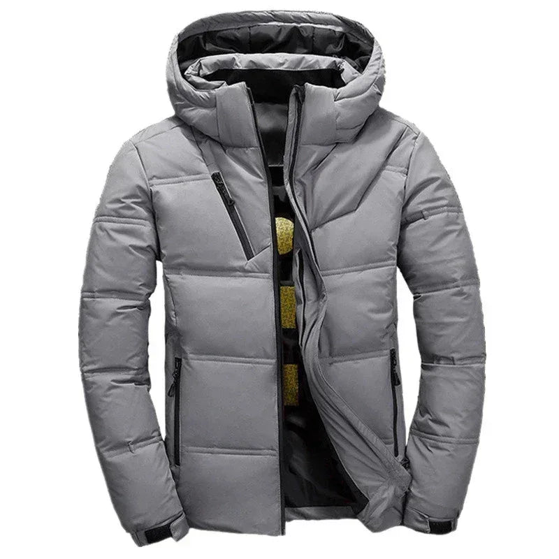 -20 Degree Down Jacket Male Winter Parkas Men White Duck Down Jacket Hooded Outdoor Thick Warm Padded Snow Coat Oversize M-4XL - PlatiNum