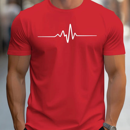 Men's Short Sleeve Round Neck T-Shirt Sporty Casual Slim Fit Creative Summer Graphic Print Polyester Men's