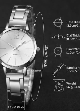 Set di braccialetti con apertura per orologio da polso al quarzo con cinturino in acciaio dorato alla moda da donna 2 pezzi platinumshop