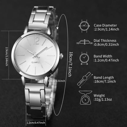Set di braccialetti con apertura per orologio da polso al quarzo con cinturino in acciaio dorato alla moda da donna 2 pezzi platinumshop