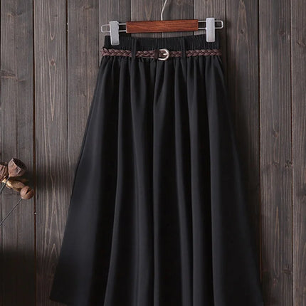 Gonna estiva midi al ginocchio da donna con cintura Gonna da scuola a pieghe a vita alta da donna coreana alla moda femminile
