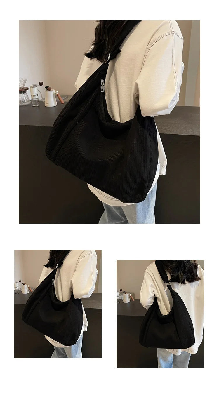 New Large Capacity Casual Crossbody Bag Simple Artistic Commuter Student Single Shoulder Bag Outdoor Leisure Women's Tote Bag PlatiNum