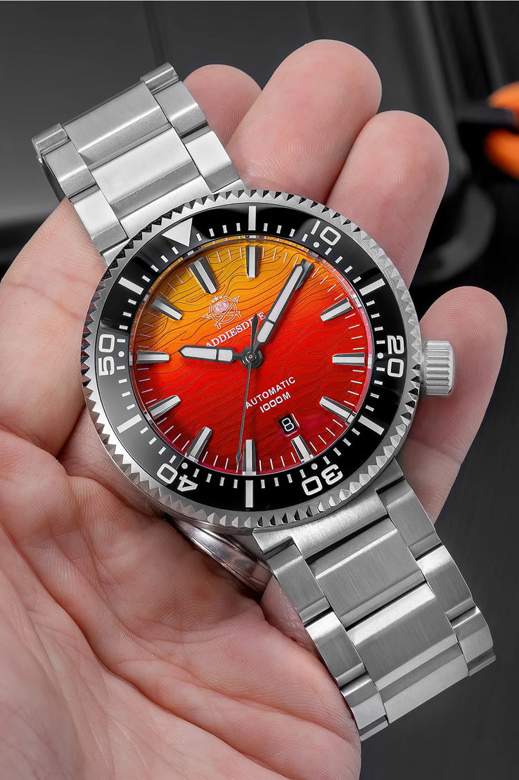 ADDIESDIVE Men Watch 100Bar Diver Fiery Sunset Cloud  8215 Sapphire Glass BGW9 Luminous Reloj Automatic Mechanical Watch AD2526