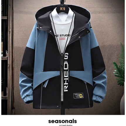 Men's Sets Sportswear Suit Hooded Colorblock Casual patchwork Hooded Jacket + Pants Suit Men's 2-piece Jogger Sweatshirt
