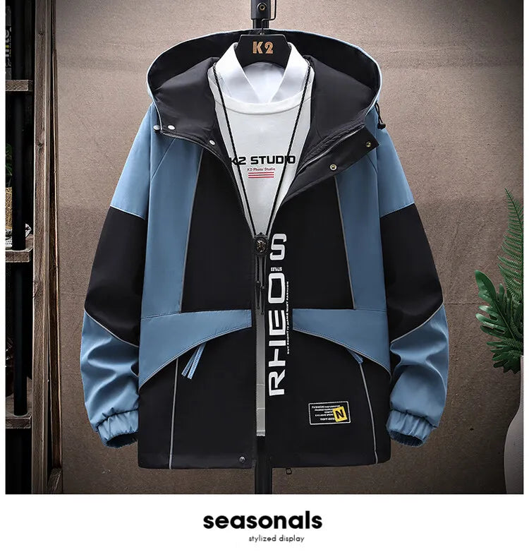 Men's Sets Sportswear Suit Hooded Colorblock Casual patchwork Hooded Jacket + Pants Suit Men's 2-piece Jogger Sweatshirt