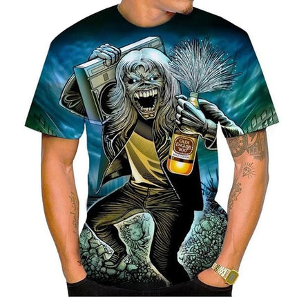 Custom T-shirt Nostalgic Fashion 3D Printed Heavy Metal Music Devil Cool Summer Fashion