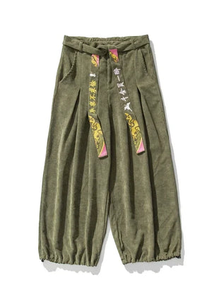 Cineserie Cintura Pantaloni da uomo Moda Pantaloni sportivi larghi Harajuku Pantaloni da jogging Hip Hop Velluto a coste Coppia casual Pantaloni Harem M-5XL