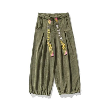 Cineserie Cintura Pantaloni da uomo Moda Pantaloni sportivi larghi Harajuku Pantaloni da jogging Hip Hop Velluto a coste Coppia casual Pantaloni Harem M-5XL