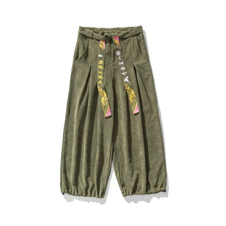 Cineserie Cintura Pantaloni da uomo Moda Pantaloni sportivi larghi Harajuku Pantaloni da jogging Hip Hop Velluto a coste Coppia casual Pantaloni Harem M-5XL