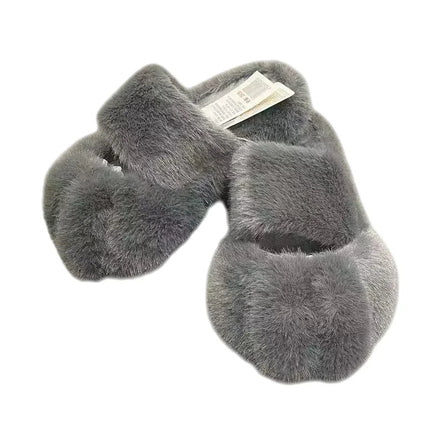 Women Kawaii Furry Cat Paw Slippers, Imitation Fur Fluffy Plush Warm Home Shoes, Comfort Flat Heel Cute Cat Slippers for Bedroom Indoor Daily Wear