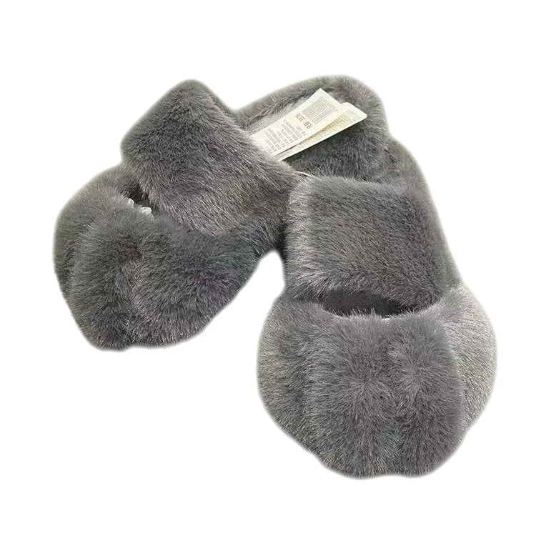 Women Kawaii Furry Cat Paw Slippers, Imitation Fur Fluffy Plush Warm Home Shoes, Comfort Flat Heel Cute Cat Slippers for Bedroom Indoor Daily Wear