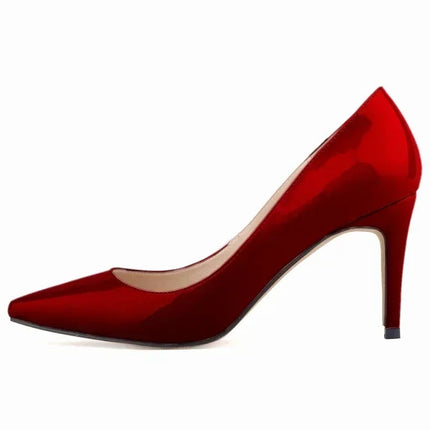 Décolleté da donna di grandi dimensioni Tacchi alti classici a punta Tacchi a spillo sexy da 9 cm Scarpe da festa di nozze rosse da donna eleganti e confortevoli platinumshop