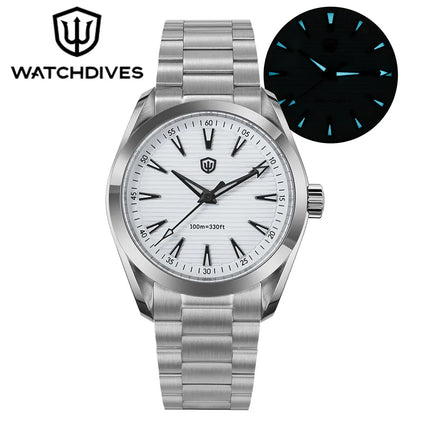 Watchdives WD0006 V2 Watch VH31 Sweep Second Quartz Movement Sapphire Luminous Stainless Steel Watches Waterproof 38mm Watch