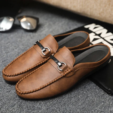 Mocassini Estivi da Uomo in Pelle Comodi e Leggeri, Scarpe Casual Morbide e Piatte, Ciabatte Quotidiane da Uomo