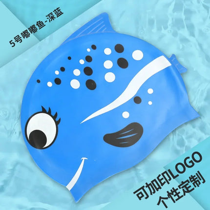 Cuffia da nuoto per bambini Cuffia da nuoto impermeabile per cartoni animati per ragazzi e ragazze Cuffia da nuoto universale in silicone morbido a forma di pesce