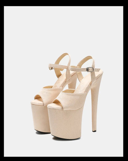 Purple Super High Heel Nightclub Stage Shoes Women 20CM Stiletto Suede Pole Dance Sandals Model Catwalk Show Summer High Heels