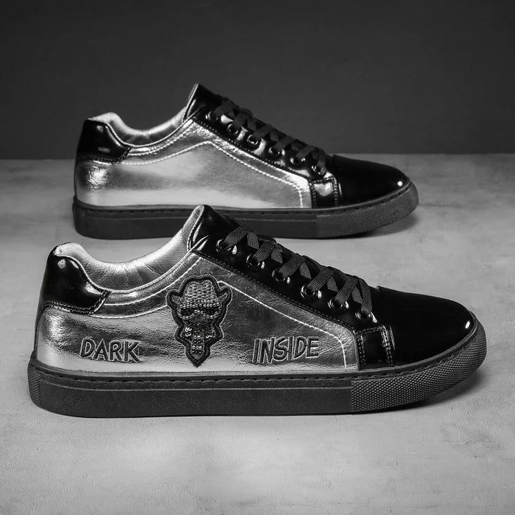 Men Casual Shoes Patent Leather Flats Skate Men Cool Driving Shoes Male Walking Shoes Sneakers Dress Trend the Latest Leisure