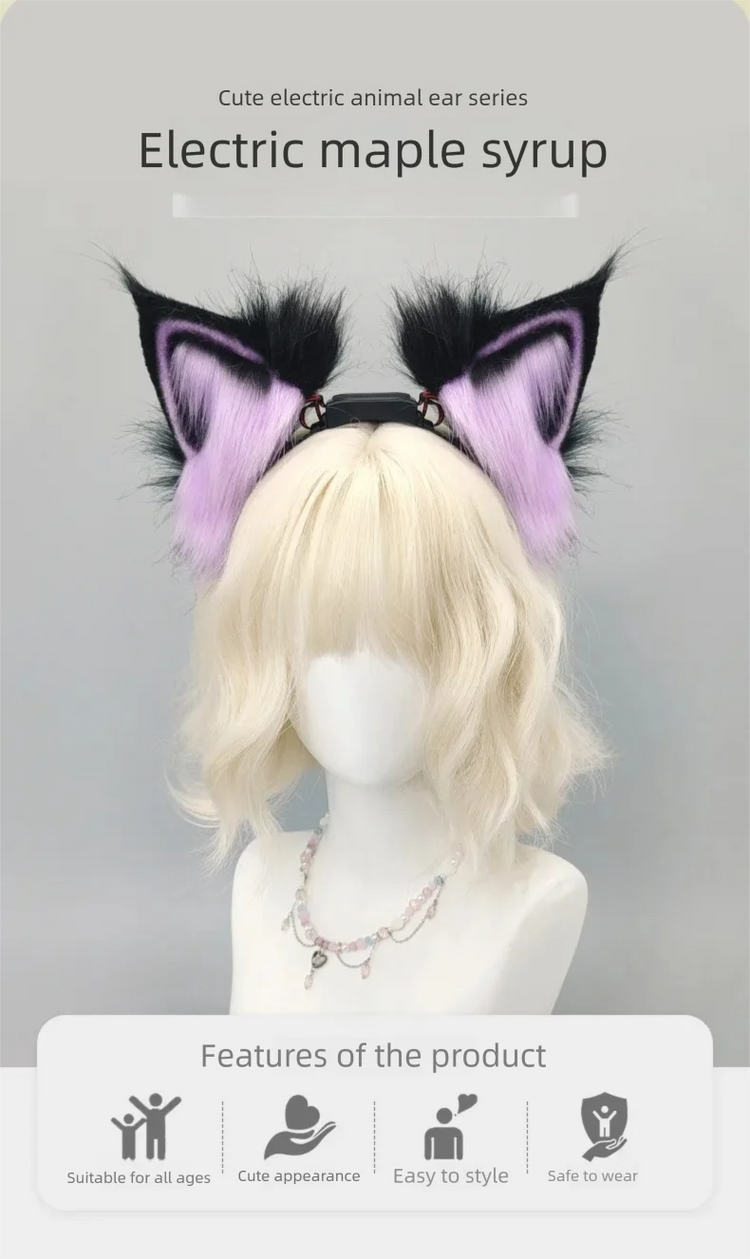 Electric Fox Ear Headband Gravity-Sensitive Simulation Realistic Animal Fluffy Ears Cosplay Headpiece Cat Ear Anime Accessories