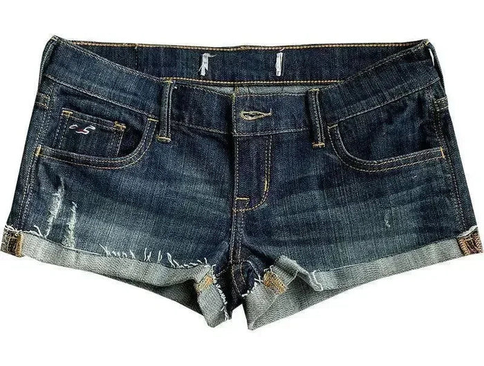 Jeans for Women Low Rise Curled Denim Shorts Skinny Summer New Y2k Spicy Girl Casual Streetwear Sexy Nightclub DJ Mini Shorts PlatiNum