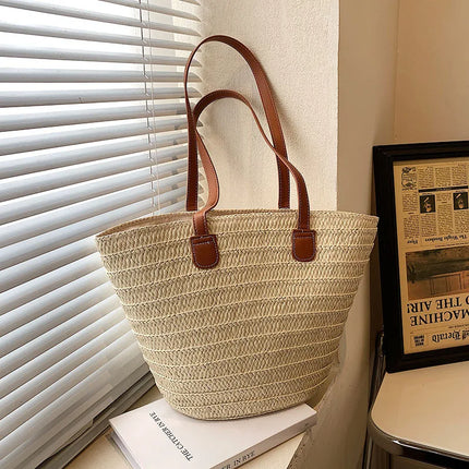 Women's Large Capacity Shoulder Bag Summer Woven Straw Bag Fashion Female Luxury Designer Beach Bag Bali Shopper Bag