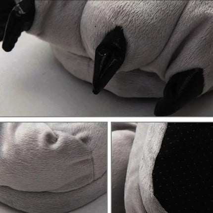 1 Pair Cute Dinosaur Claw Plush Slippers Warm Soft Indoor Slippers for Women and Men Winter House Slippers