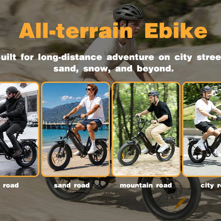 Bicicletta Elettrica Fat Tire Commuter Bodywel F20 500W 48V 15Ah con Autonomia 60-80KM, Pneumatici Fat 20"x3.0", 7 Velocità e Sospensione Anteriore per Adulti Urbani