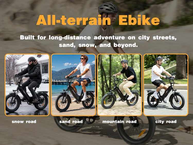 Bicicletta Elettrica Fat Tire Commuter Bodywel F20 500W 48V 15Ah con Autonomia 60-80KM, Pneumatici Fat 20"x3.0", 7 Velocità e Sospensione Anteriore per Adulti Urbani