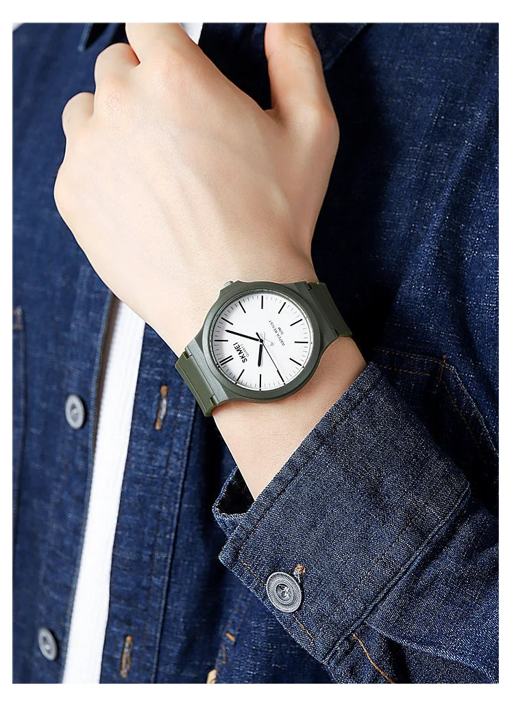 SKMEI Top Brand Casual Quartz Wristwatches Mens New Simple TPU Strap 3Bar Waterproof Watches For Male Time Clock Reloj Hombre
