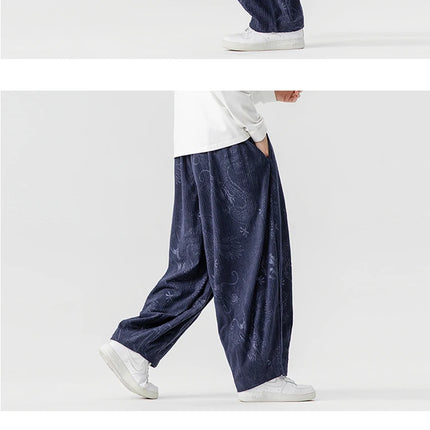 Pantaloni a gamba larga in velluto a coste da uomo in stile giapponese pantaloni larghi casual da uomo spessi e caldi pantaloni a lanterna Hip Hop streetwear taglie forti 5XL