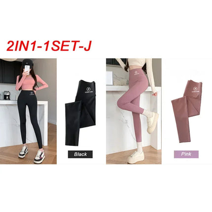 M-XL Shark pants women wear spring  autumn winter thin high-waisted belly lift hip yoga tights small feet black leggings PlatiNum