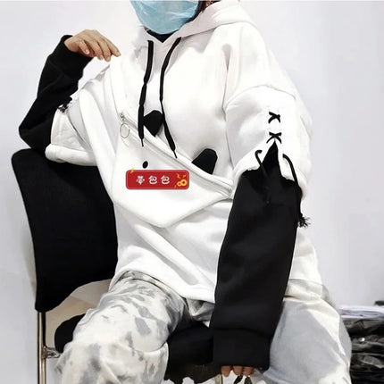Y2K Clothes Cute bear backpack in spring and autumn  fashion Hoodie Women's winter Harajuku loose casual street clothes Japanese