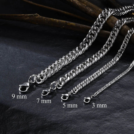 Chunky Miami Cuban Chain Necklaces for Men Women,Silver Color Stainless Steel Metal Chain Collar,Basic Classic Jewelry Gift PlatiNum