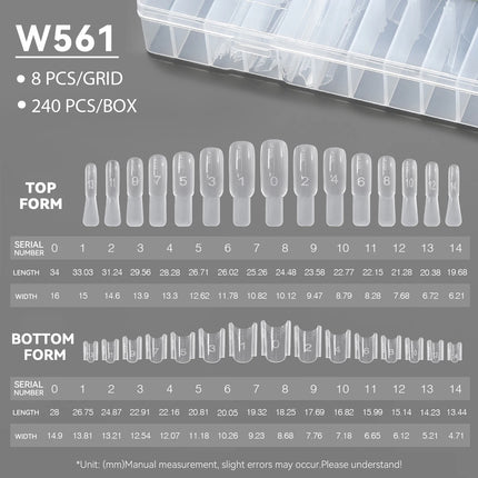 Original YOKEFELLOW Sandwich Dual Nail Form Short Stiletto Nail Extension Form 240pcs Top Form Bottom Form For Quick Nail Extensions IM222