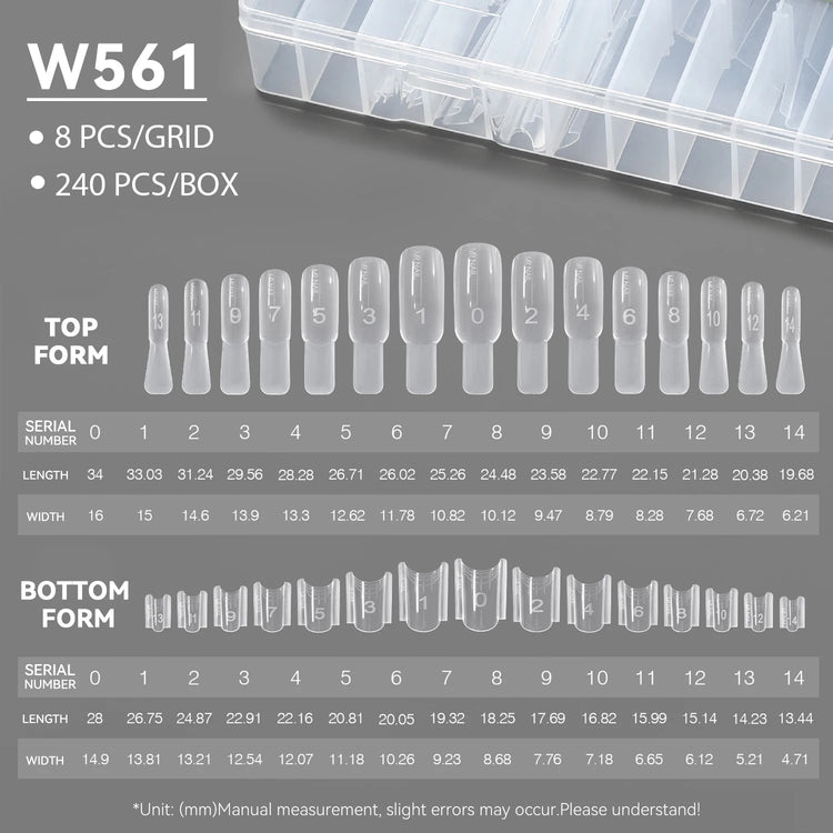 Original YOKEFELLOW Sandwich Dual Nail Form Short Stiletto Nail Extension Form 240pcs Top Form Bottom Form For Quick Nail Extensions IM222