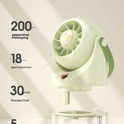 Ventilatore Portatile da Tavolo con Nebulizzatore d'Aria Fredda, Ricarica USB, Raffreddamento ad Acqua, Ventilatore Turbo con Umidificazione, Compatto Ventilatore Personale con Nebbia