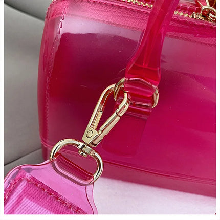2025 Transparent PVC Beach Bag, Korean Style, Fresh and Sweet Silicone Shoulder Bag, Medium Size with Zipper Closure