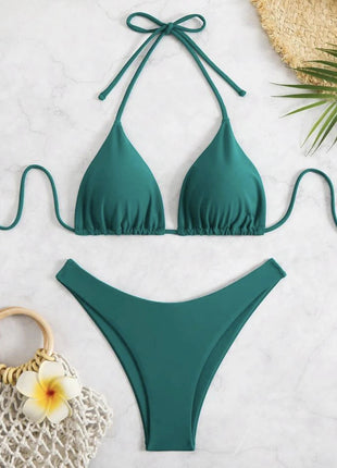 Costume da bagno bikini a perizoma da donna sexy, tinta unita bianco/nero/caffè, con laccetti, stile brasiliano, nuovo, in doppio tessuto, per la spiaggia platinumshop