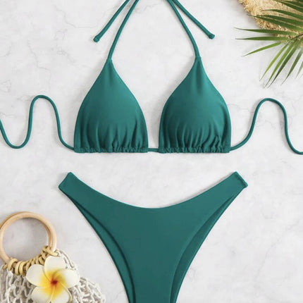 Costume da bagno bikini a perizoma da donna sexy, tinta unita bianco/nero/caffè, con laccetti, stile brasiliano, nuovo, in doppio tessuto, per la spiaggia platinumshop