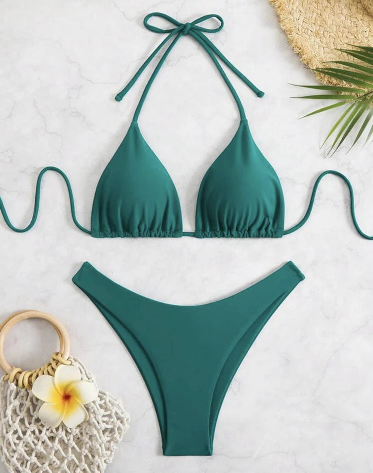 Costume da bagno bikini a perizoma da donna sexy, tinta unita bianco/nero/caffè, con laccetti, stile brasiliano, nuovo, in doppio tessuto, per la spiaggia platinumshop